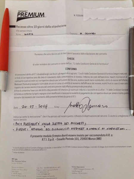 Sputtanapoli - disdetta abbonamento Mediaset Premium