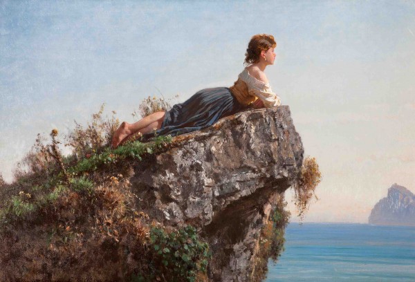 Filippo Palizzi - La fanciulla sulla roccia a Sorrento.1