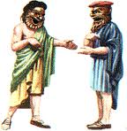 Raffigurazione di una scena teatrale in epoca greco-romana