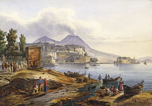 Napoli, Pizzofalcone e Castel dell'Ovo. Opera di Giacinto Gigante