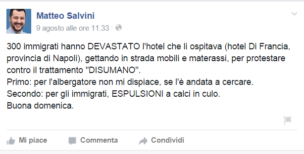 Salvini su Facebook