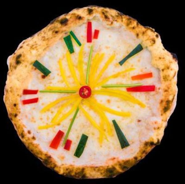 Pizza del bosone di Higgs" a Napoli „La pizza del 'bosone di Higgs' (Foto INFN Alessandro Catocci- Francesca Cuicchio) 