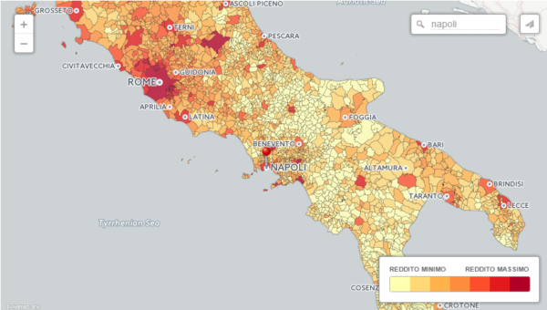 mappa del reddito comunale 2016