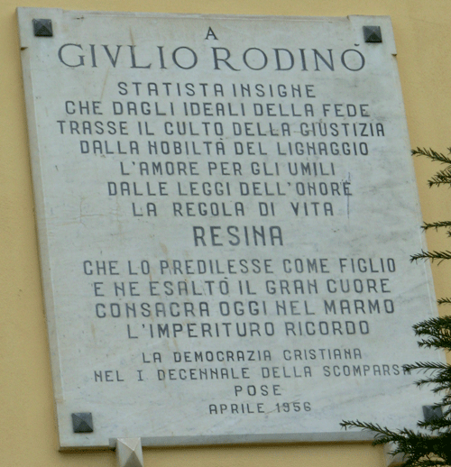 Targa a Giulio Rodinò ad Ercolano