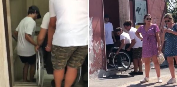 turista carrozzina circumvesuviana pompei