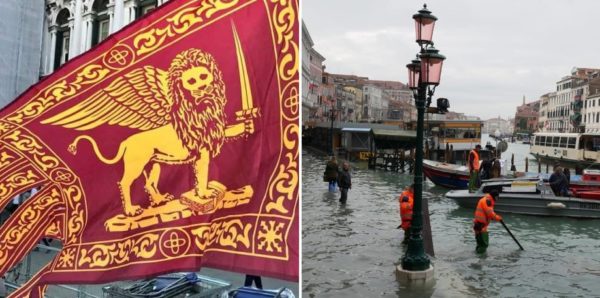 venezia acqua alta bandiere veneto