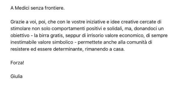 birra gratis coronavirus