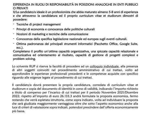 bando personale procida 2022
