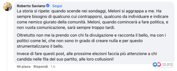 roberto saviano giorgia meloni