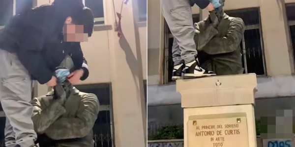 statua totò insultata vandalizzata
