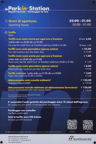 parcheggio multipiano piazza garibaldi - tariffe