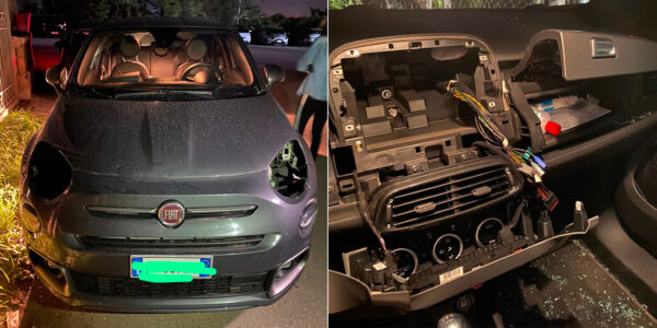 parcheggiatore abusivo auto sfasciata