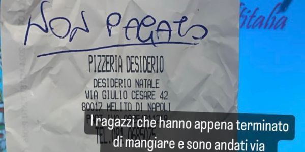Non pagano il conto. Scontrino