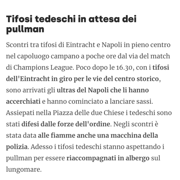 Il Corriere dello Sport sugli scontri a Napoli
