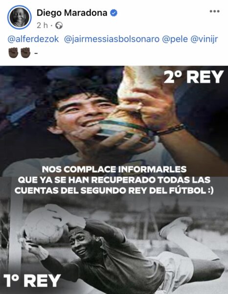 Un hacker entra nel profilo Facebook di Diego Armando Maradona Un hacker entra nel profilo Facebook di Diego Armando Maradona