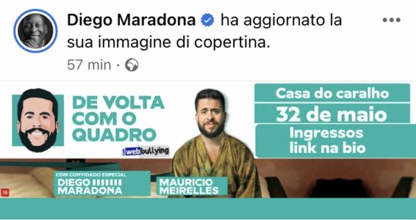 Un hacker entra nel profilo Facebook di Diego Armando Maradona Un hacker entra nel profilo Facebook di Diego Armando Maradona