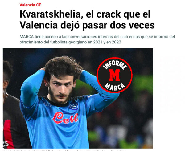 Kvaratskhelia fu vicinissimo al Valencia, l'indiscrezione di Marca