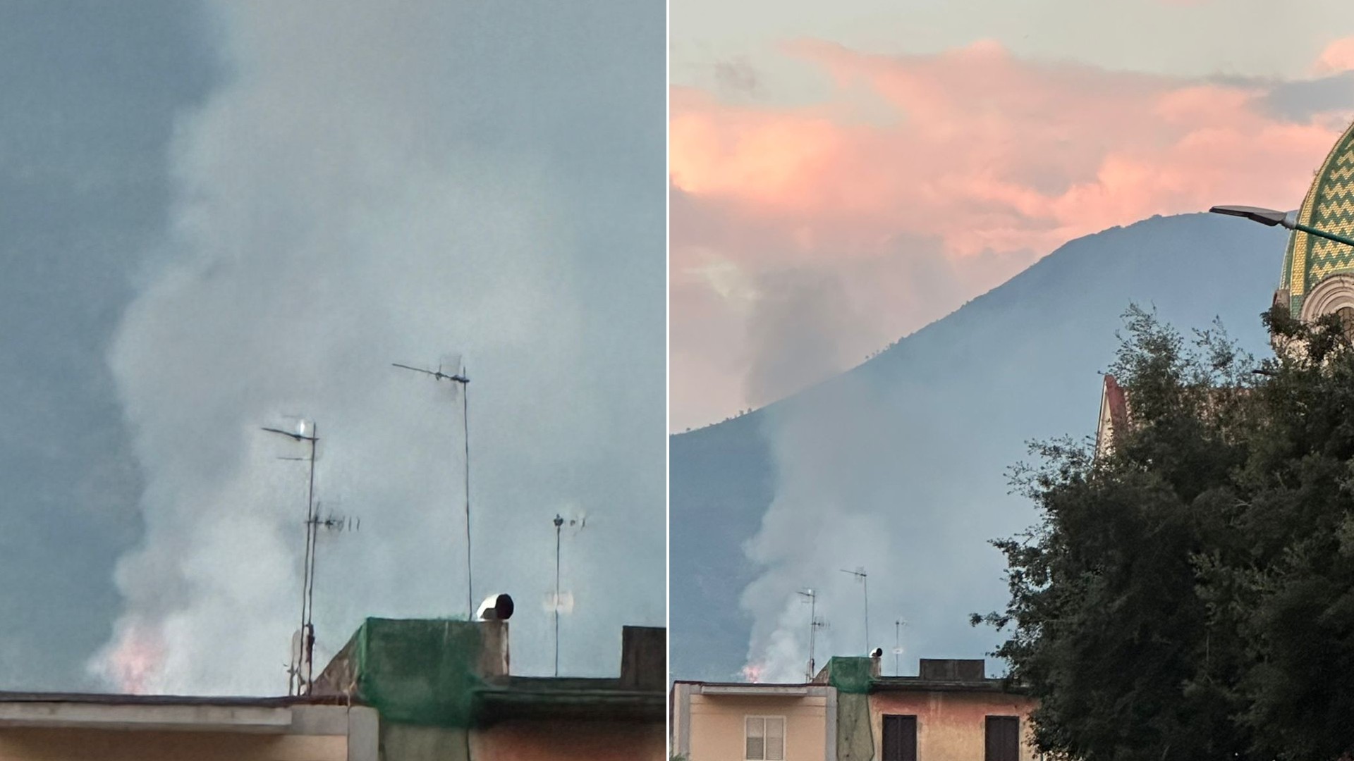 Incendio sul Vesuvio: le fiamme sono divampate nella zona che si trova alle spalle della chiesa di Sant'Antonio a Torre del Greco
