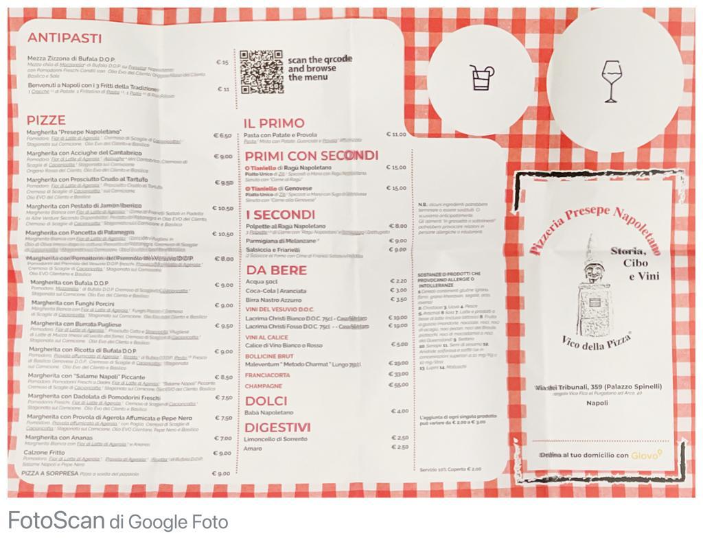 Pizzeria Ostaria Presepe Napoletano menù
