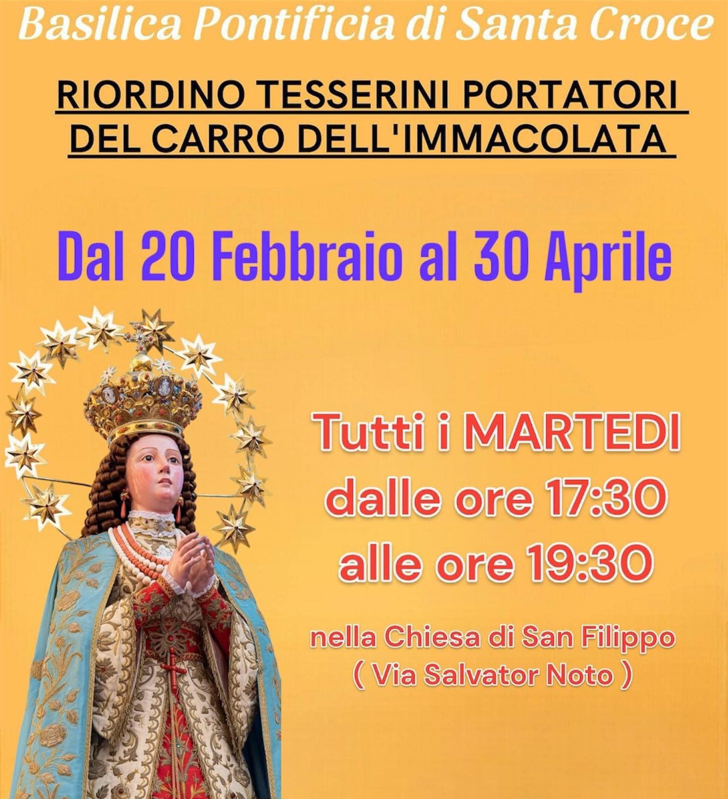 rinnovo tesserino portatori immacolata