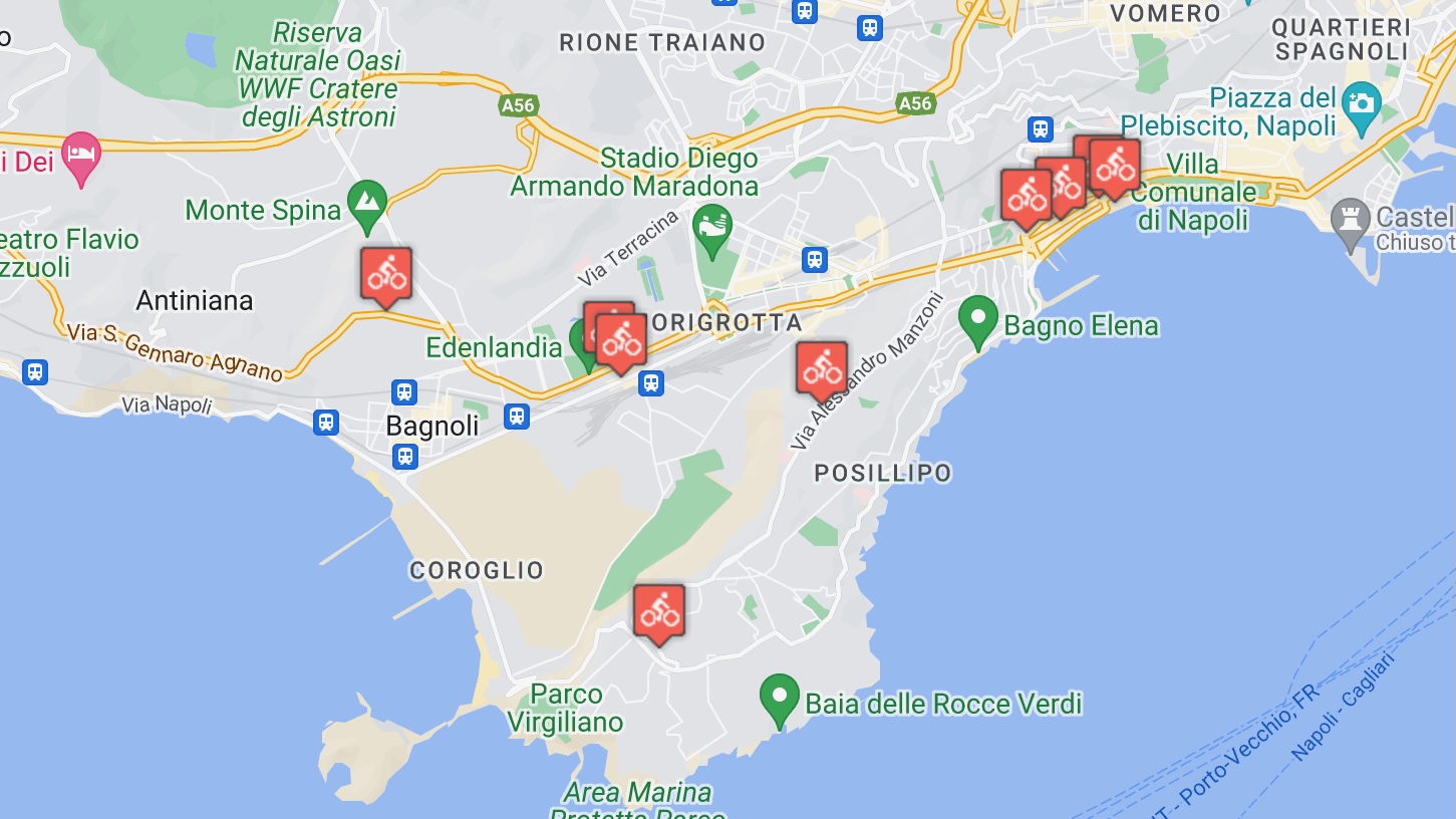 La mappa delle strade interessate dal Giro d'Italia a Napoli