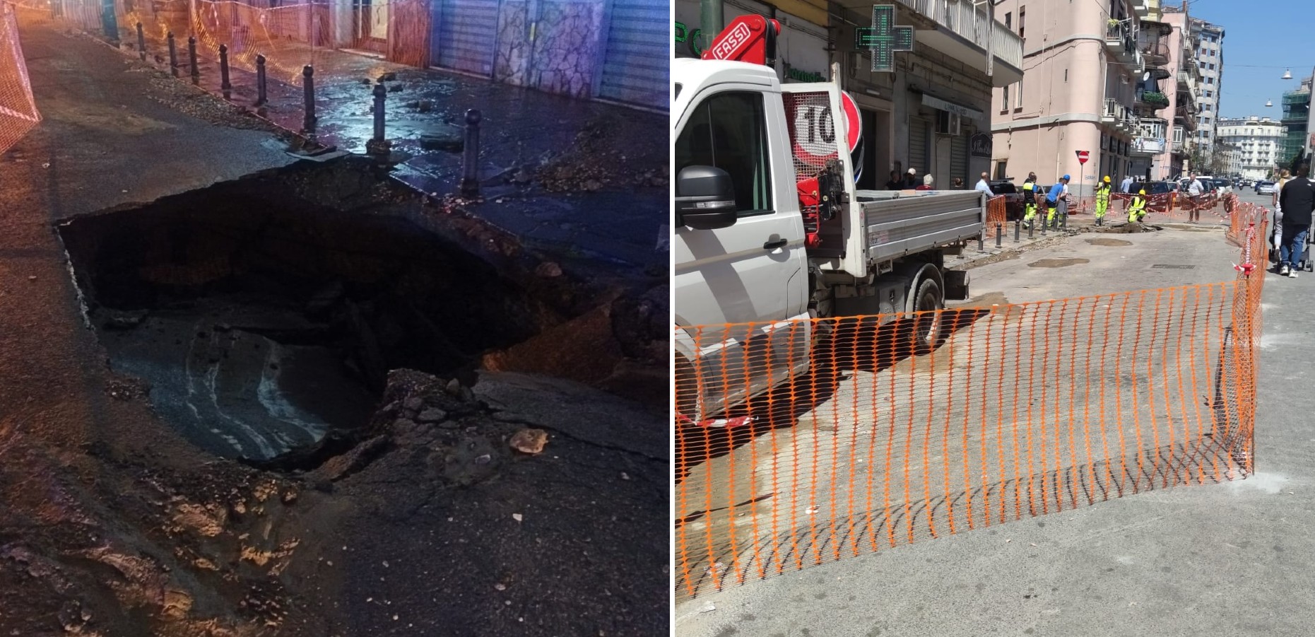 FOTO/ Napoli continua a sprofondare: enorme voragine in zona stazione dopo quella al Vomero