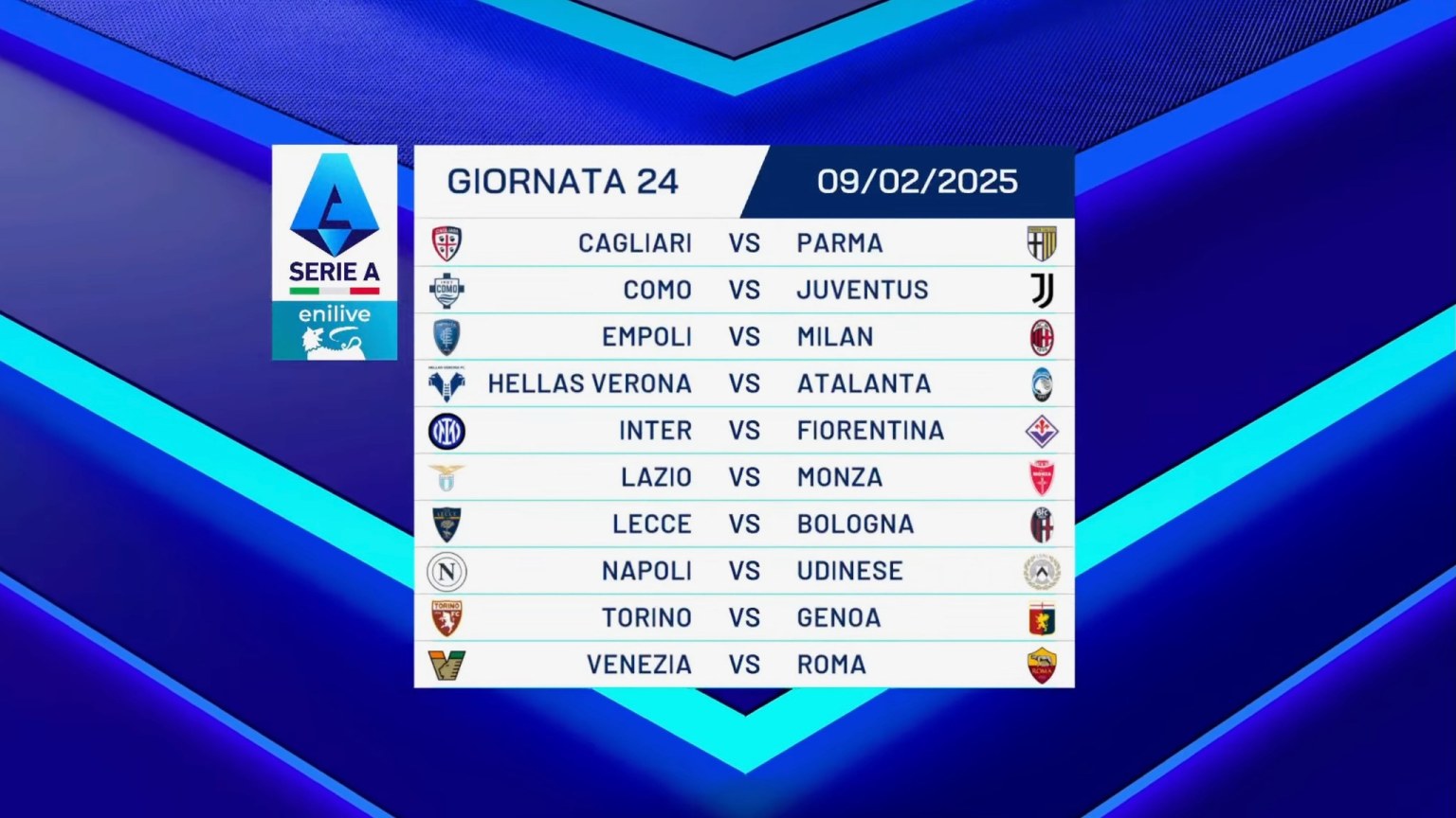 24 giornata serie a calendario