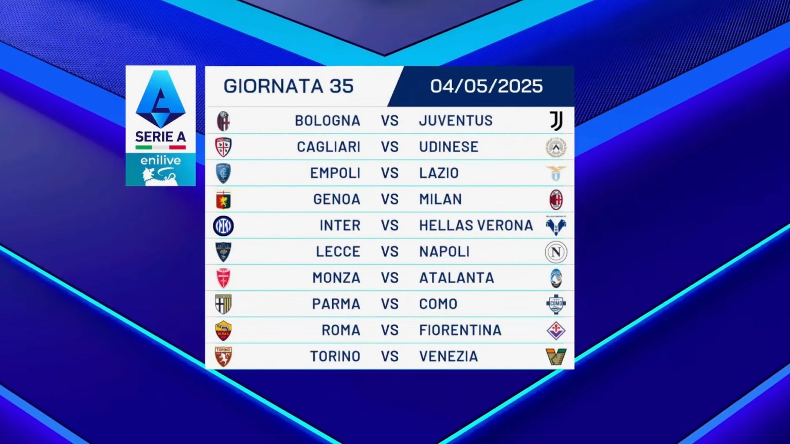 35 giornata serie a calendario