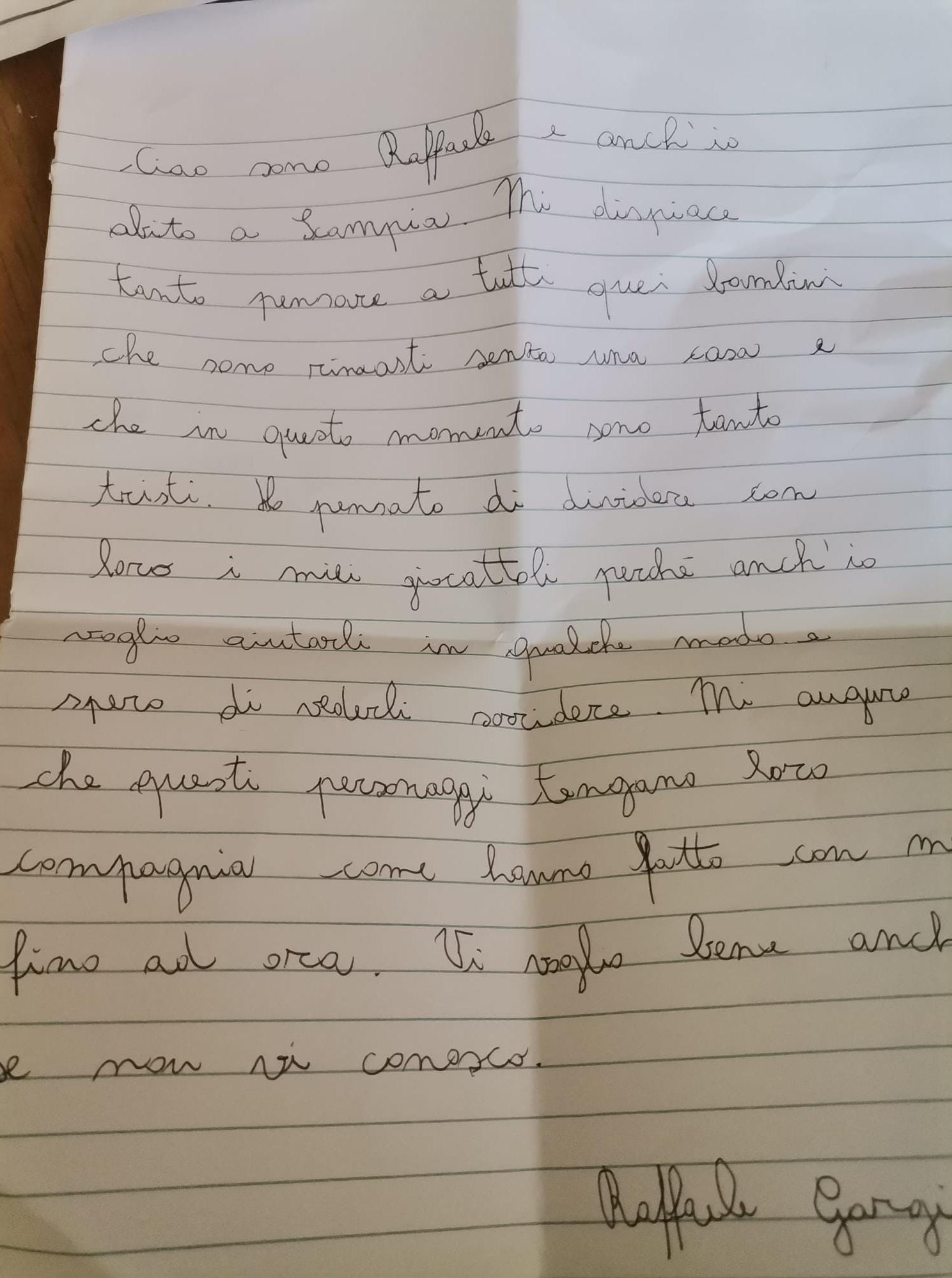 La lettera di Raffaele di Scampia La lettera di Raffaele di Scampia