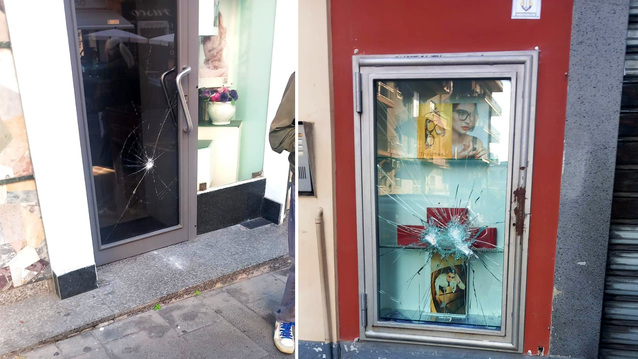 Vetrine di negozi vandalizzate a Ercolano