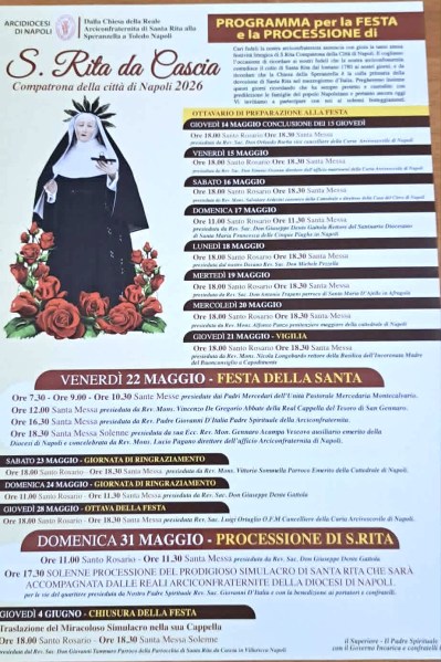Programma processione santa rita